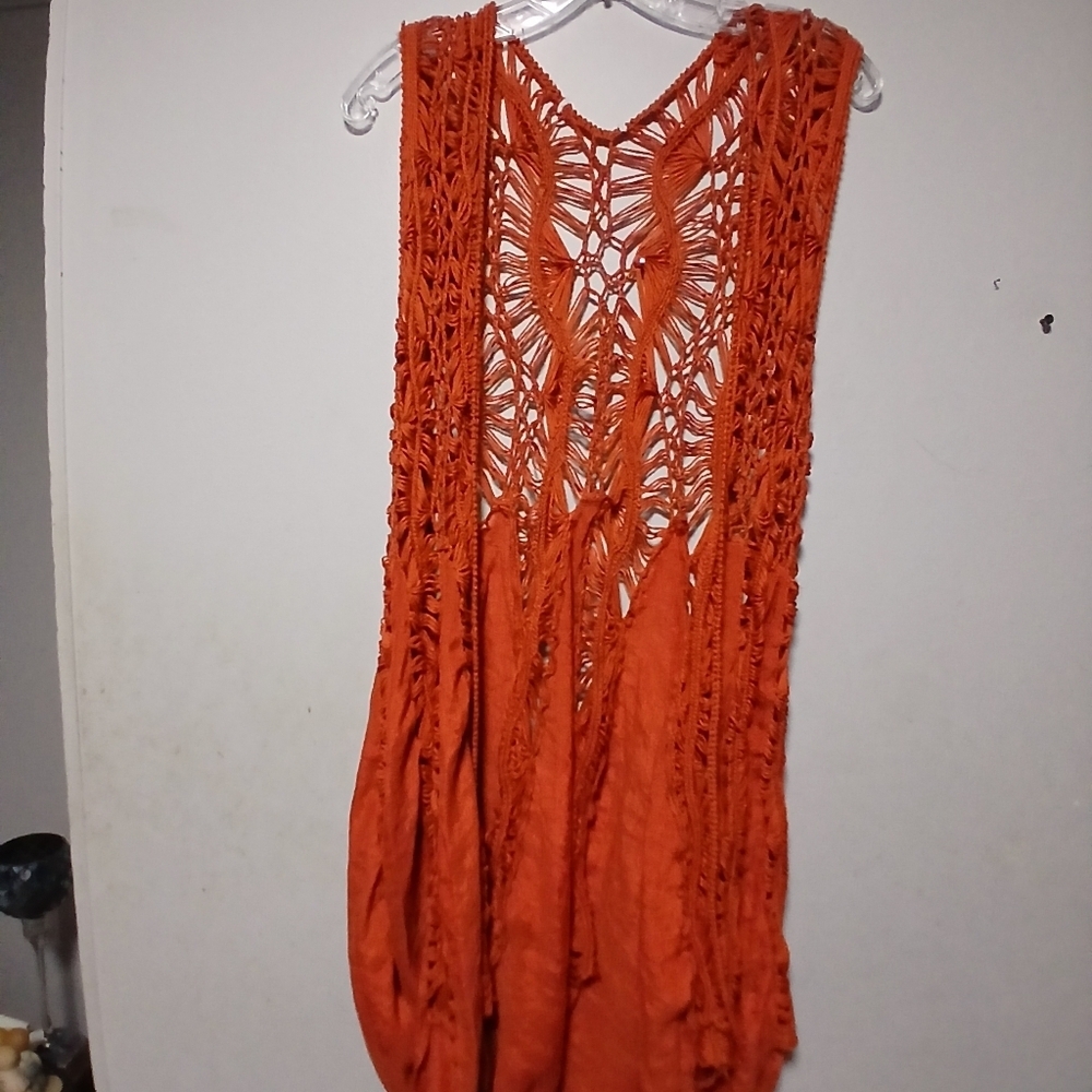 Rust Color  Crochet Swim Cover-Up